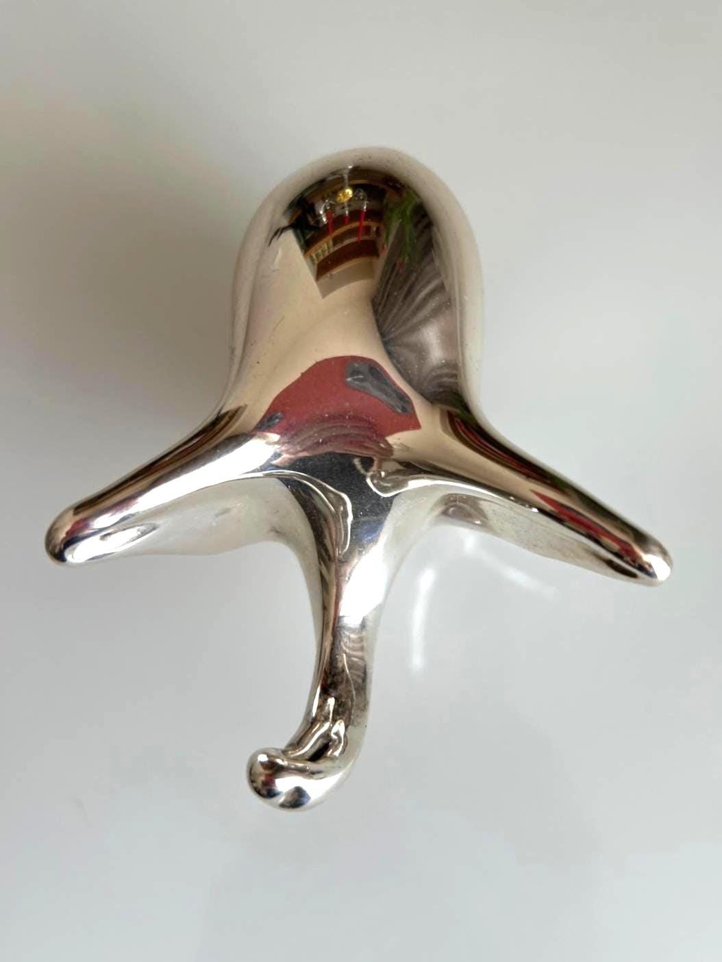Chrome Ceramic Elephant Statue Modern 1970s Decor