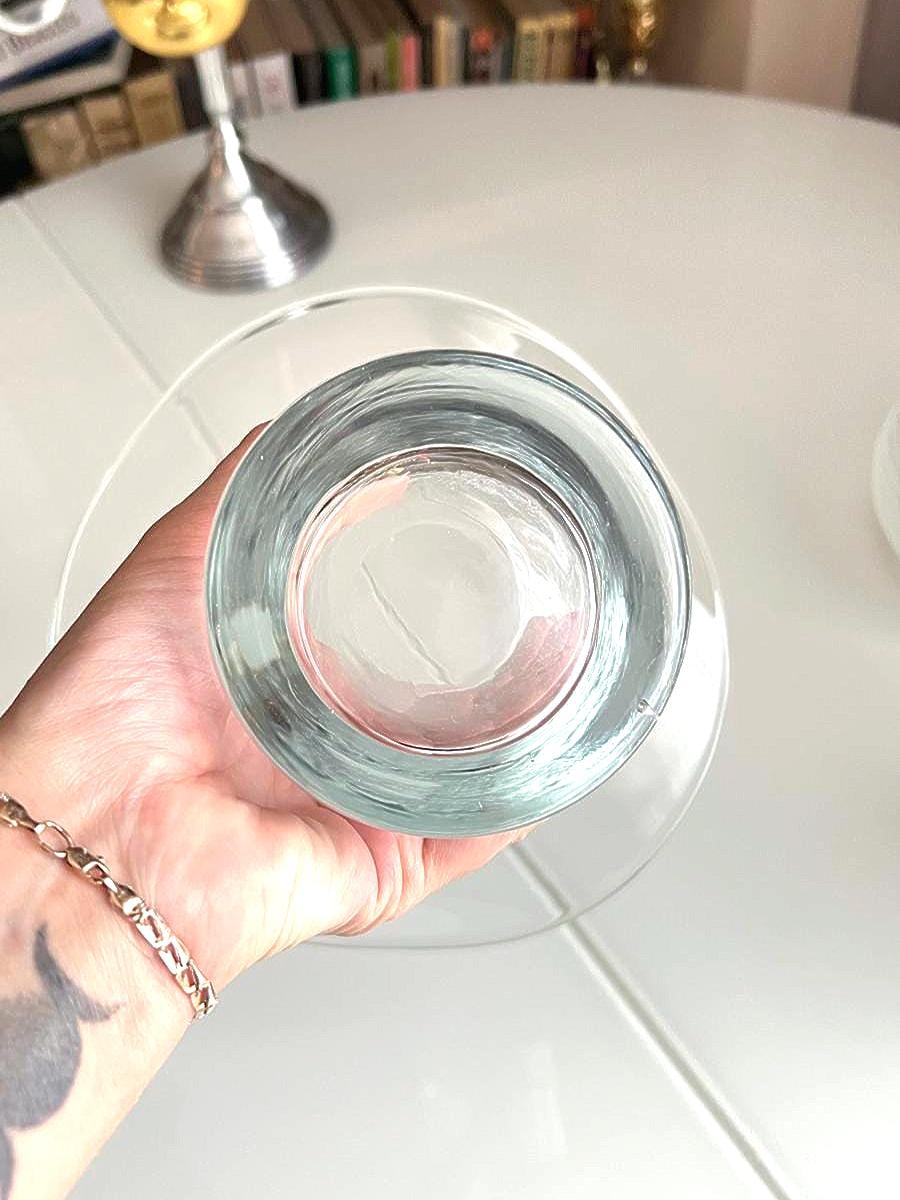 Clear Blown Glass Vase Wavy Rim 1990s