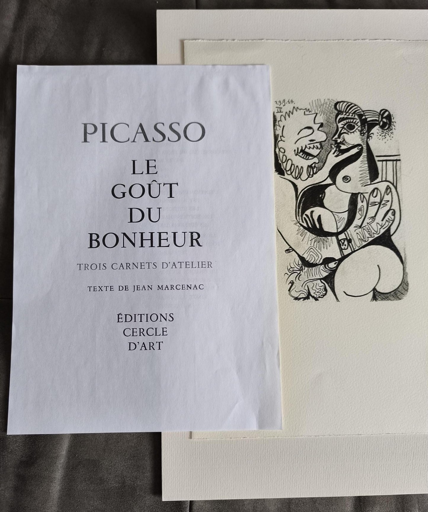 Pablo Picasso Lithograph 3 No.198/666, "Le Gout du Bonheur", Arches Paper 1964, Unframed