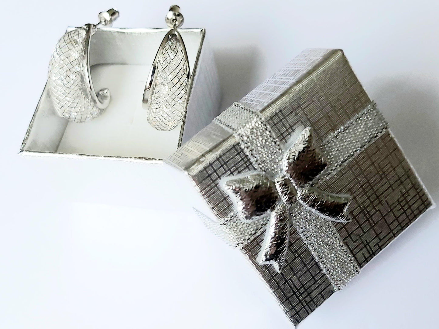 Vintage 2000s Silver-Tone 14K Gold-Plated Crystal Stud Earrings Pair