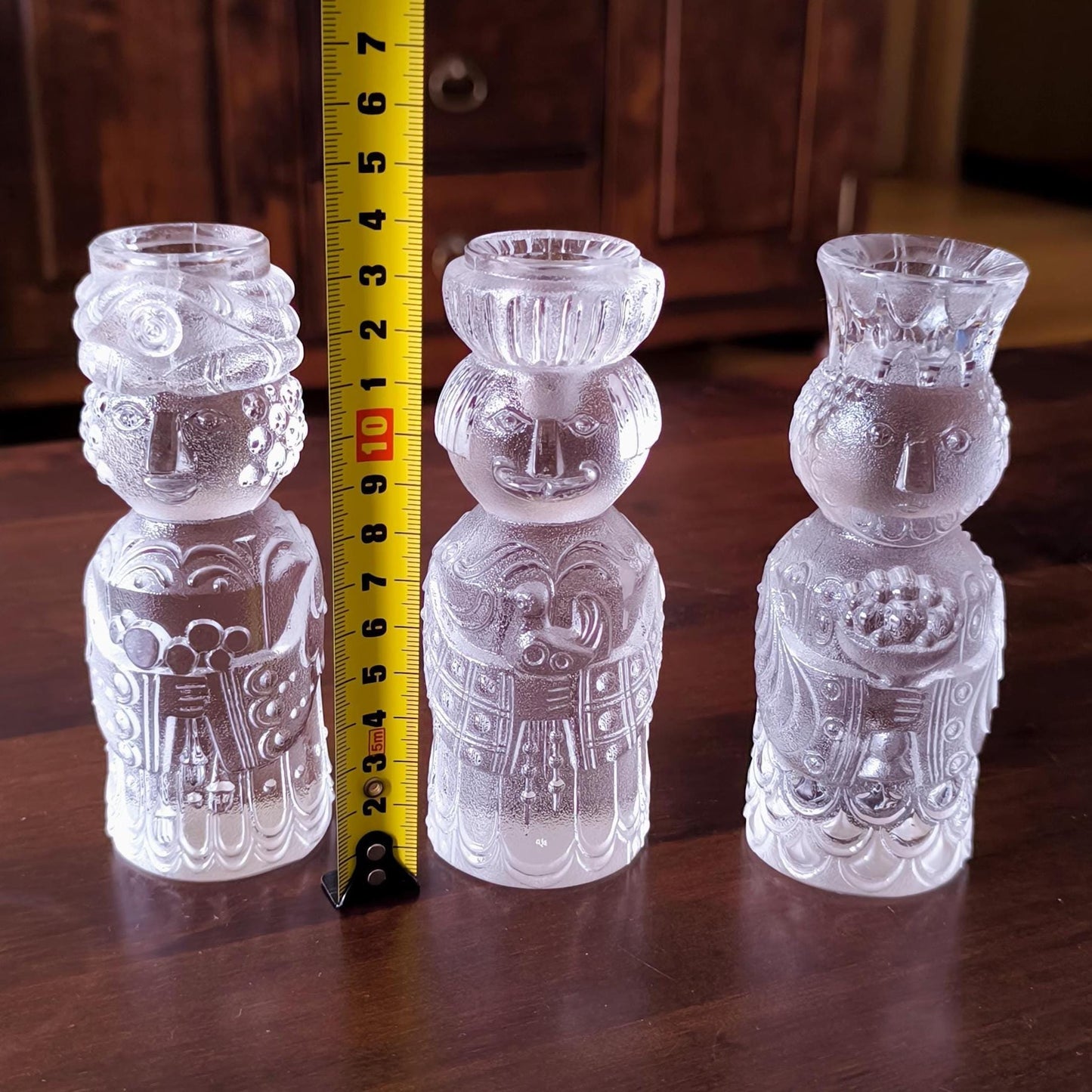 Rosenthal Three Kings crystal candlestick set, Bjorn Winblad Crystal Candleholders, 1960s