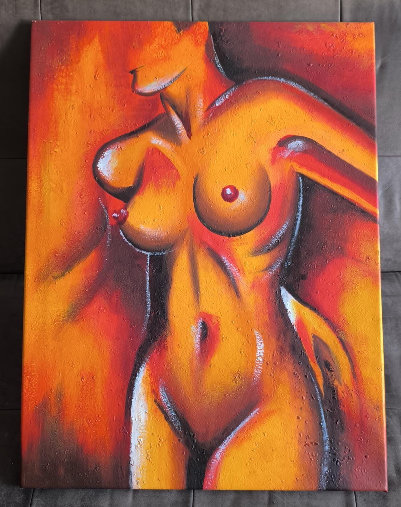 Unsigned Female Nude Oil on Canvas, Pre-1990, 60×80 cm