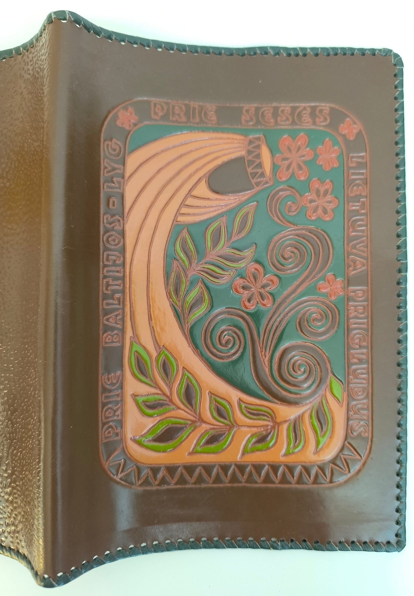 Embossed Leather Notebook Cover: Lithuanian Baltic Craft