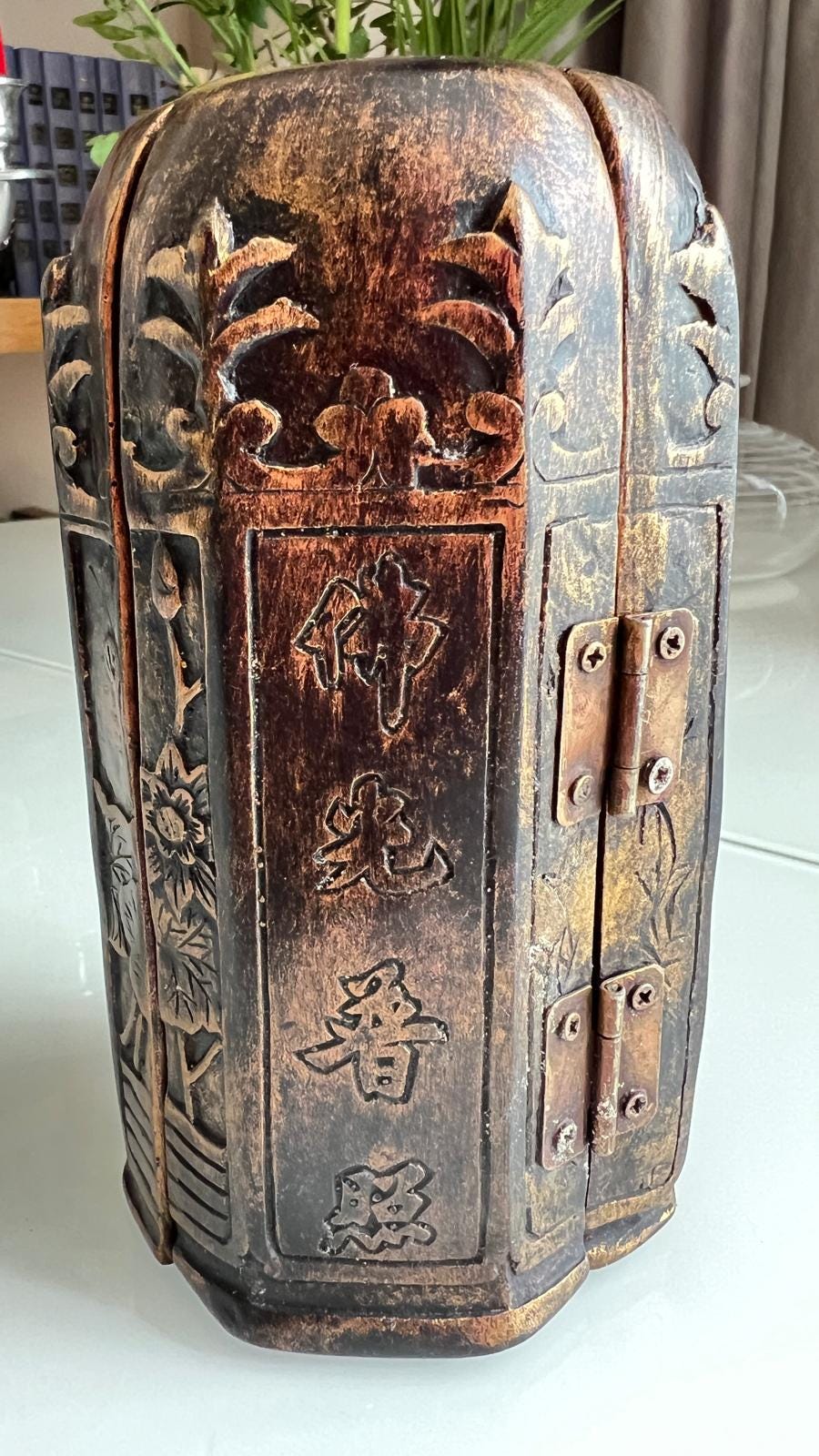 Wood Triptych Altar with Buddha Figures 1970s