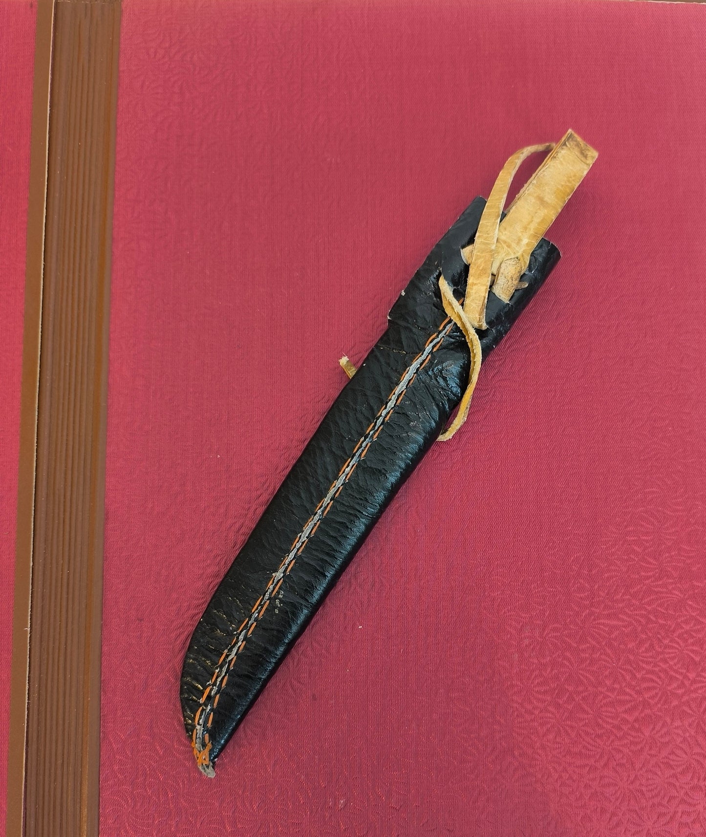 Handmade Knife Leather Case with Hand Processed Colorful Ornaments, Leather Sheath for Uzbek National Knife Pchak, Soviet Union
