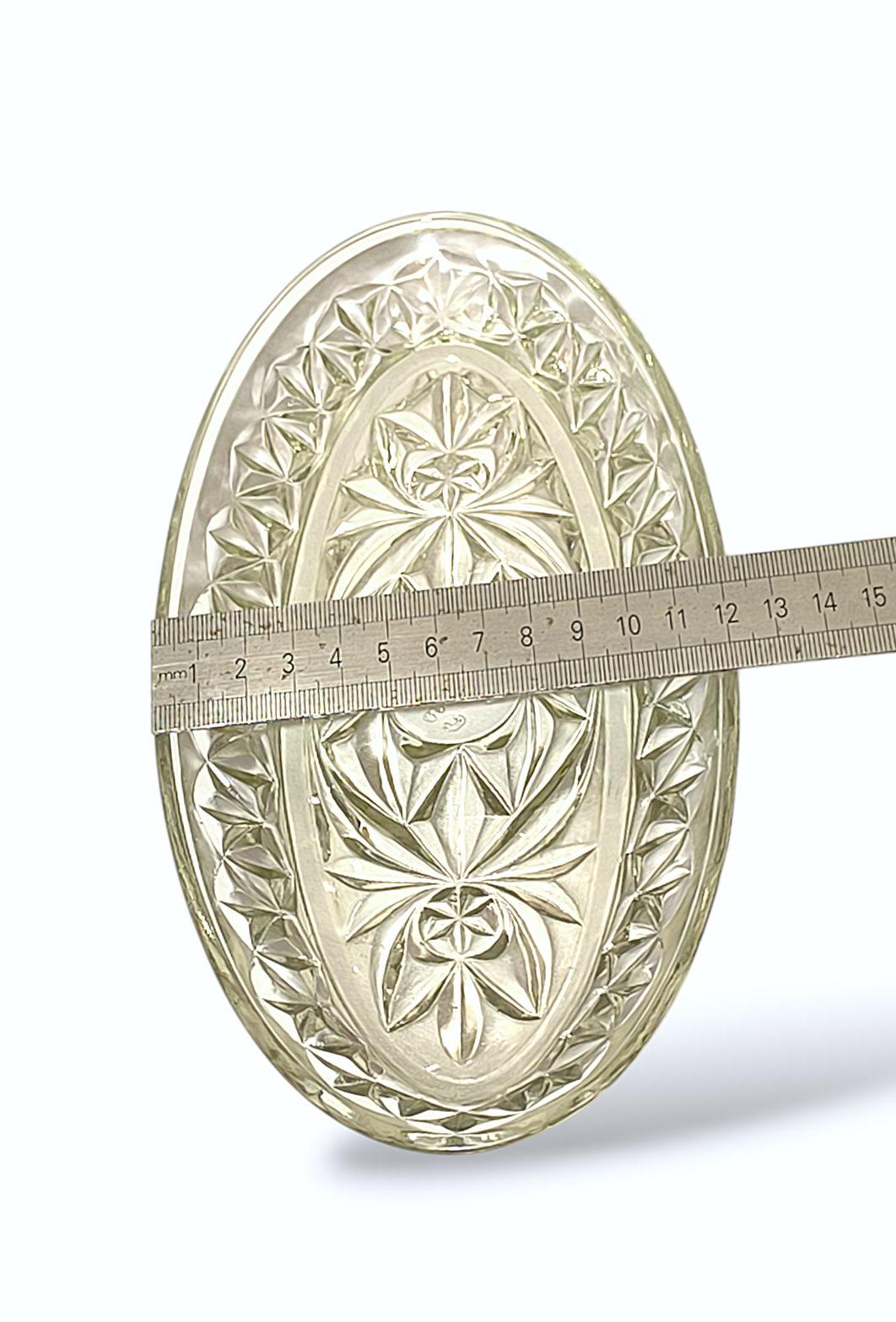 Serving Dish Clear Glass Crystal Salad Bowl or Herring Platter 1970s