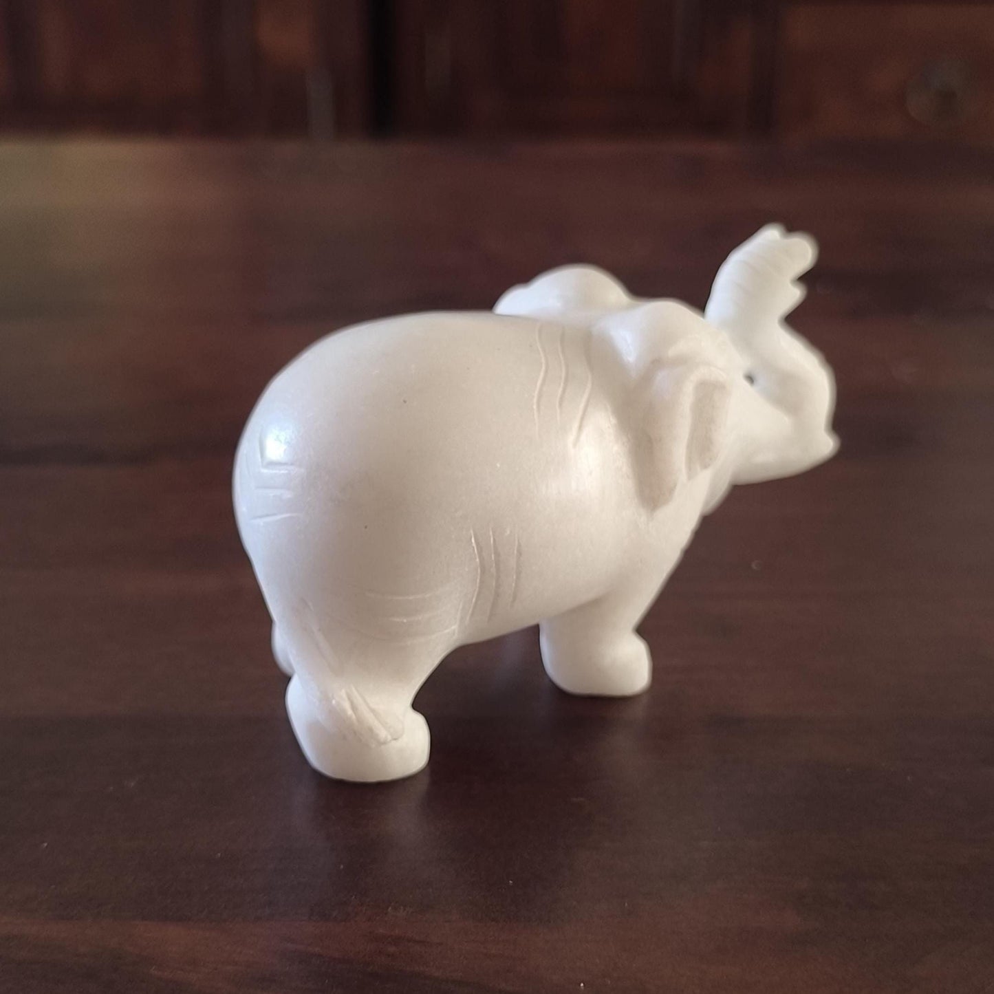 White Marble Stone Elephants Sculpture Handmade from 1960s