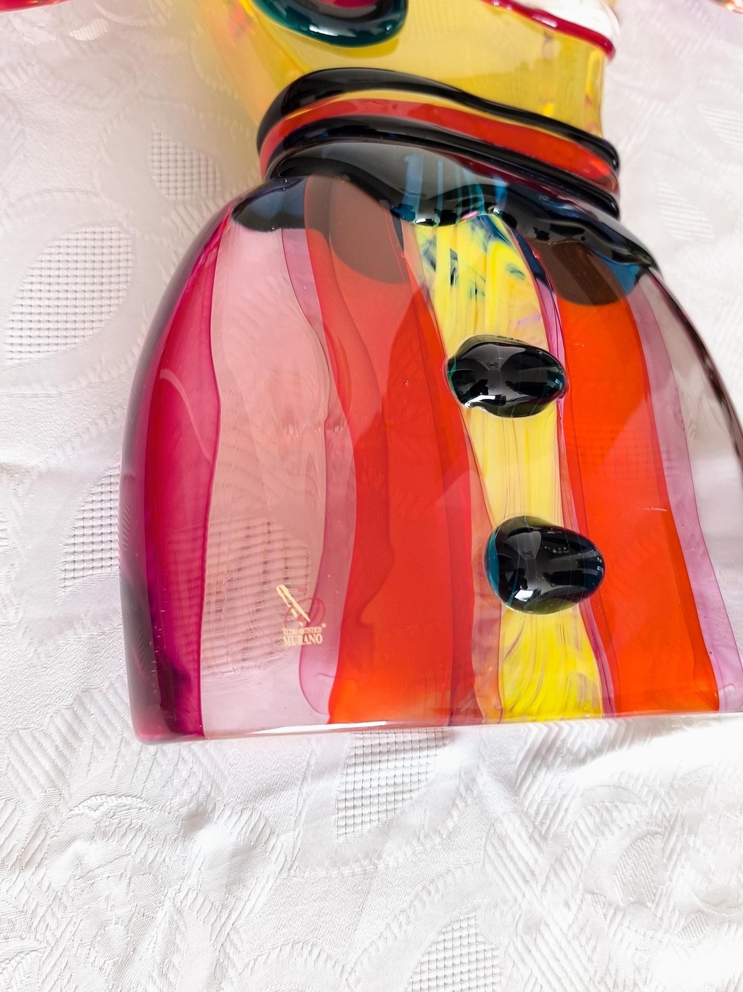 Murano Glass Clown Head Sculpture, Costantini Mario, Signed 2000