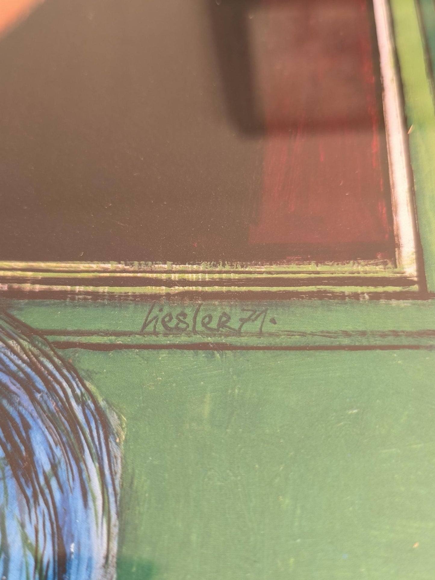 Surreal Etching by Josef Liesler, Face and Eyes, Signed 1971, Framed