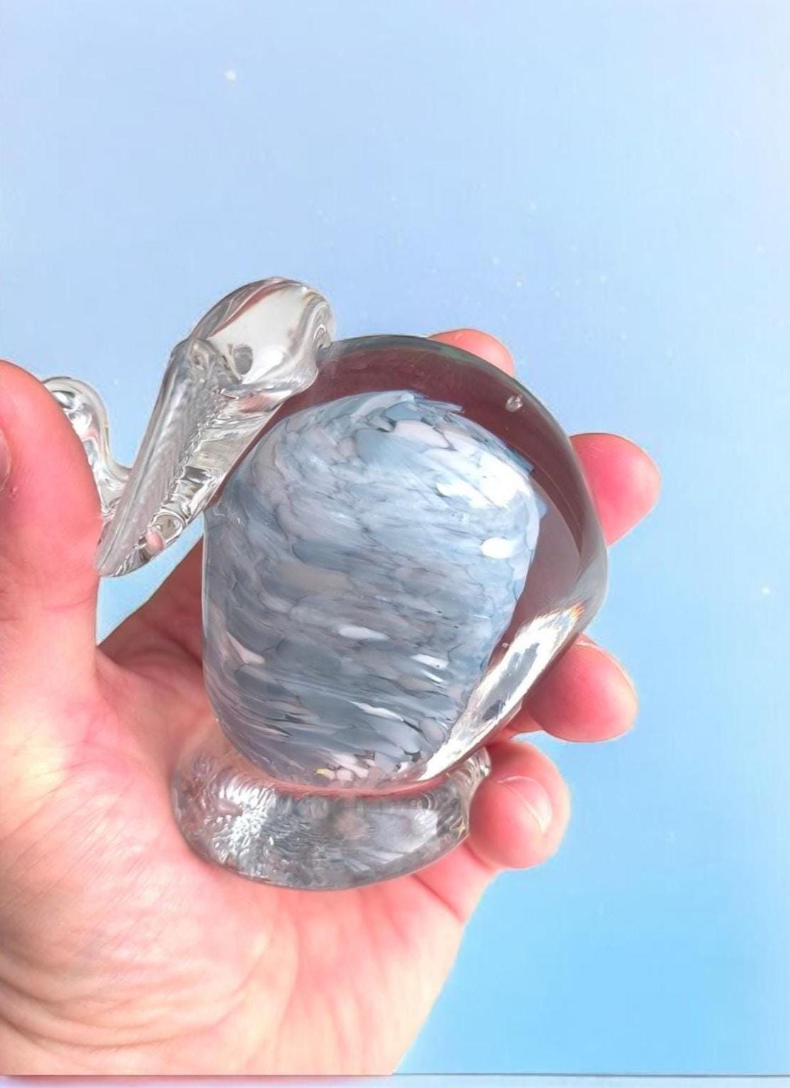 Original Murano Blue Crystal Elephant Sculpture with Raised Trunk 1980s