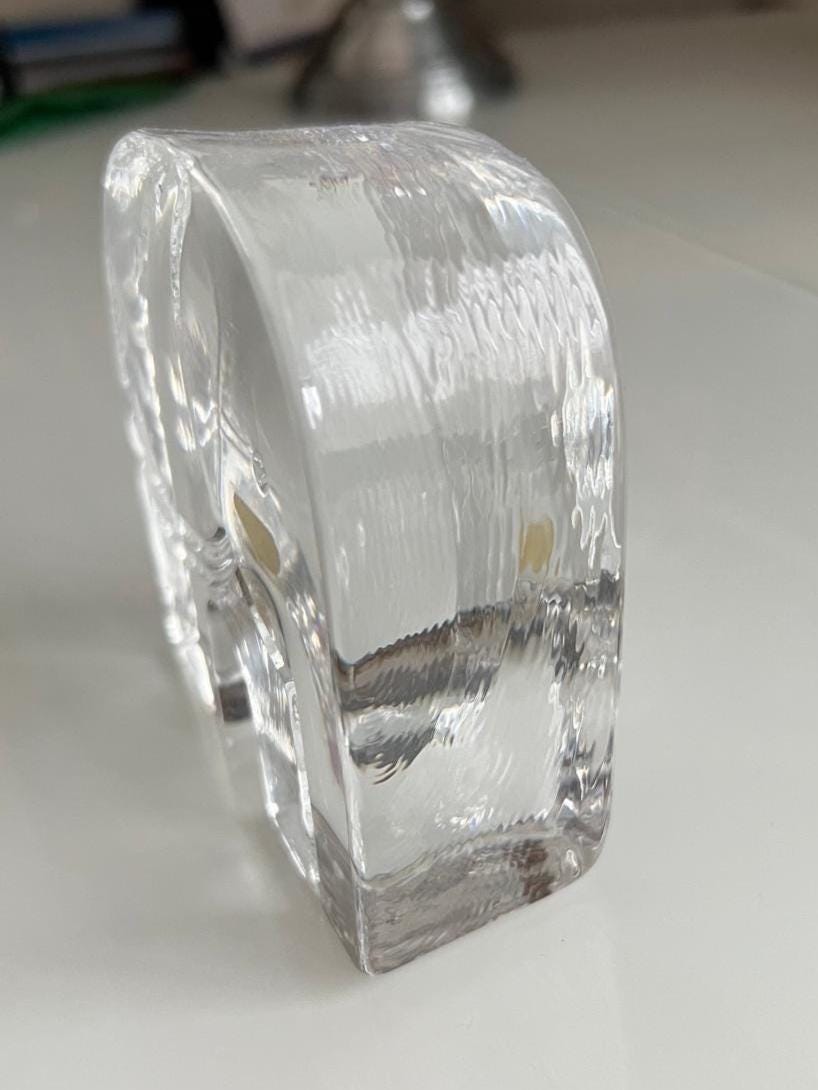 Clear Glass Paperweight Magnet Shape Elephant Figurine Sweden 1990s