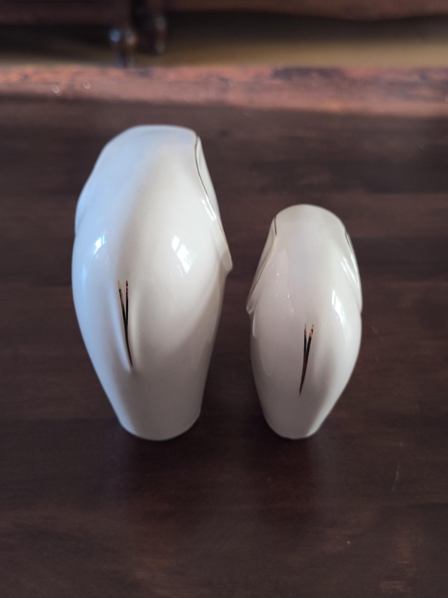 Porcelain Elephant Figurine Pair with Gold Accents, 1970s