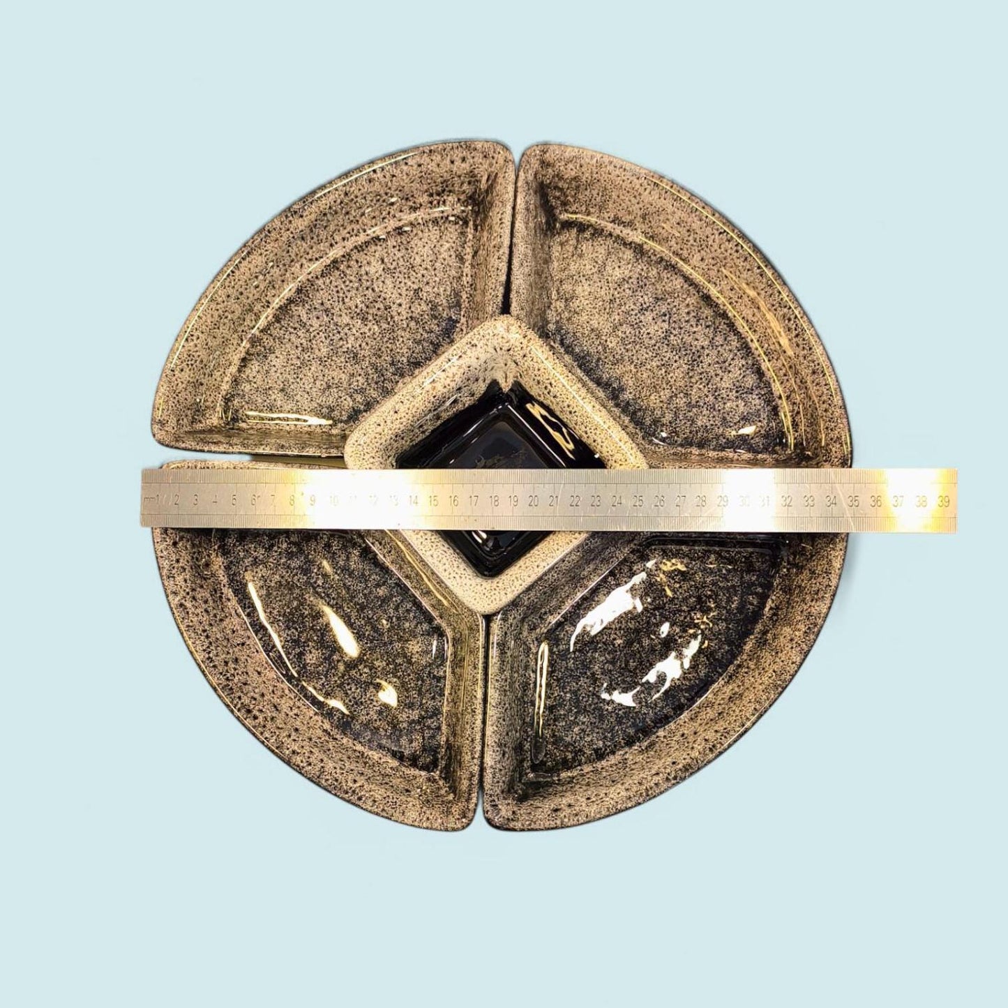 Handmade Lithuanian Glazed Earthenware Snack Dish Set, 5-Piece, 2000s