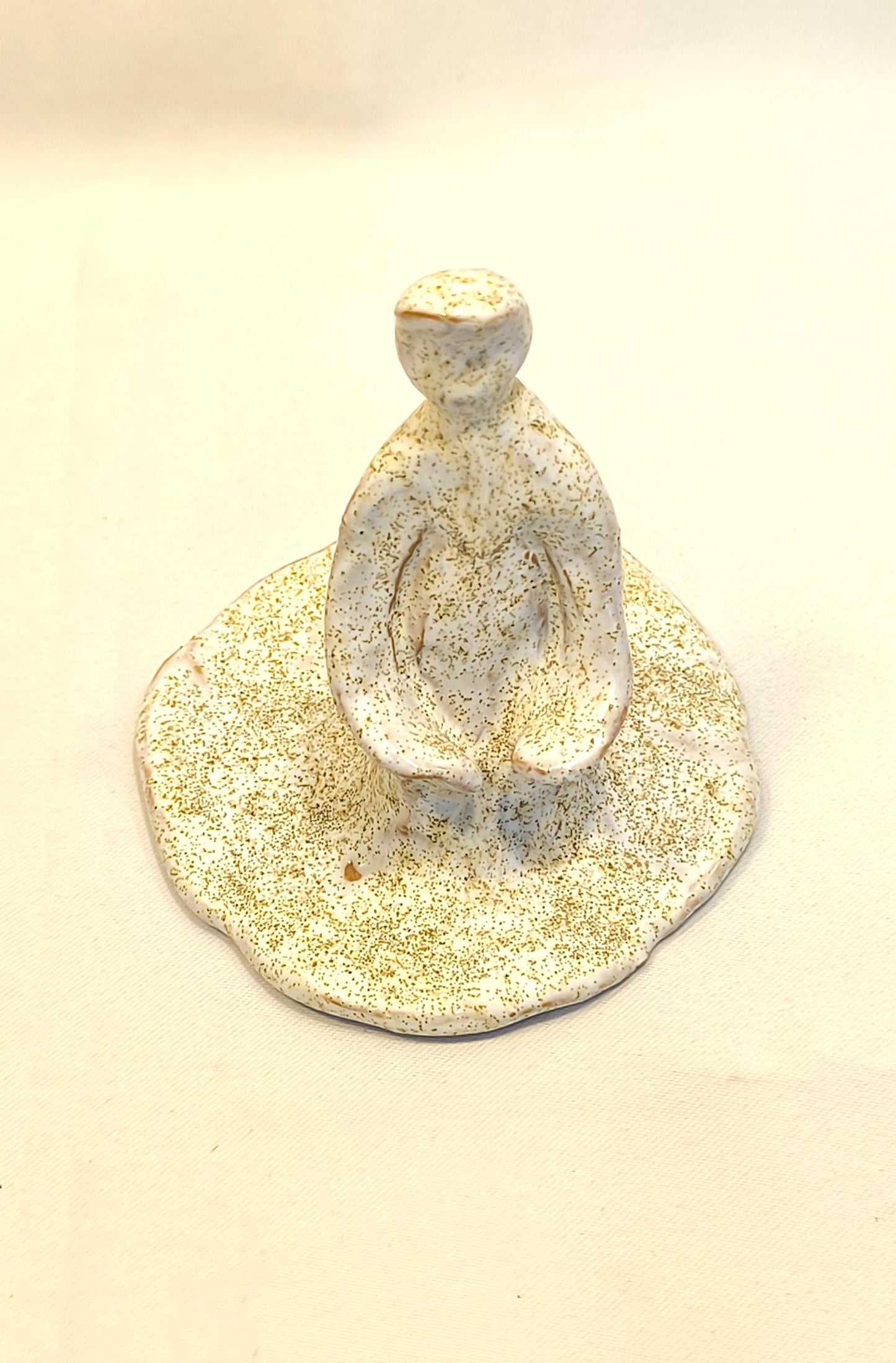 Handmade Glazed Clay Human Figure Sculpture: Abstract Art, 1990s