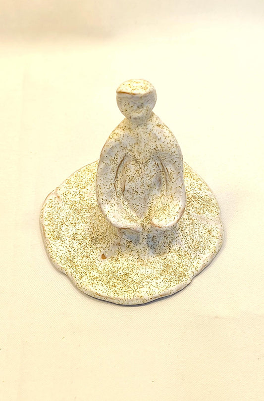 Handmade Glazed Clay Human Figure Sculpture: Abstract Art, 1990s