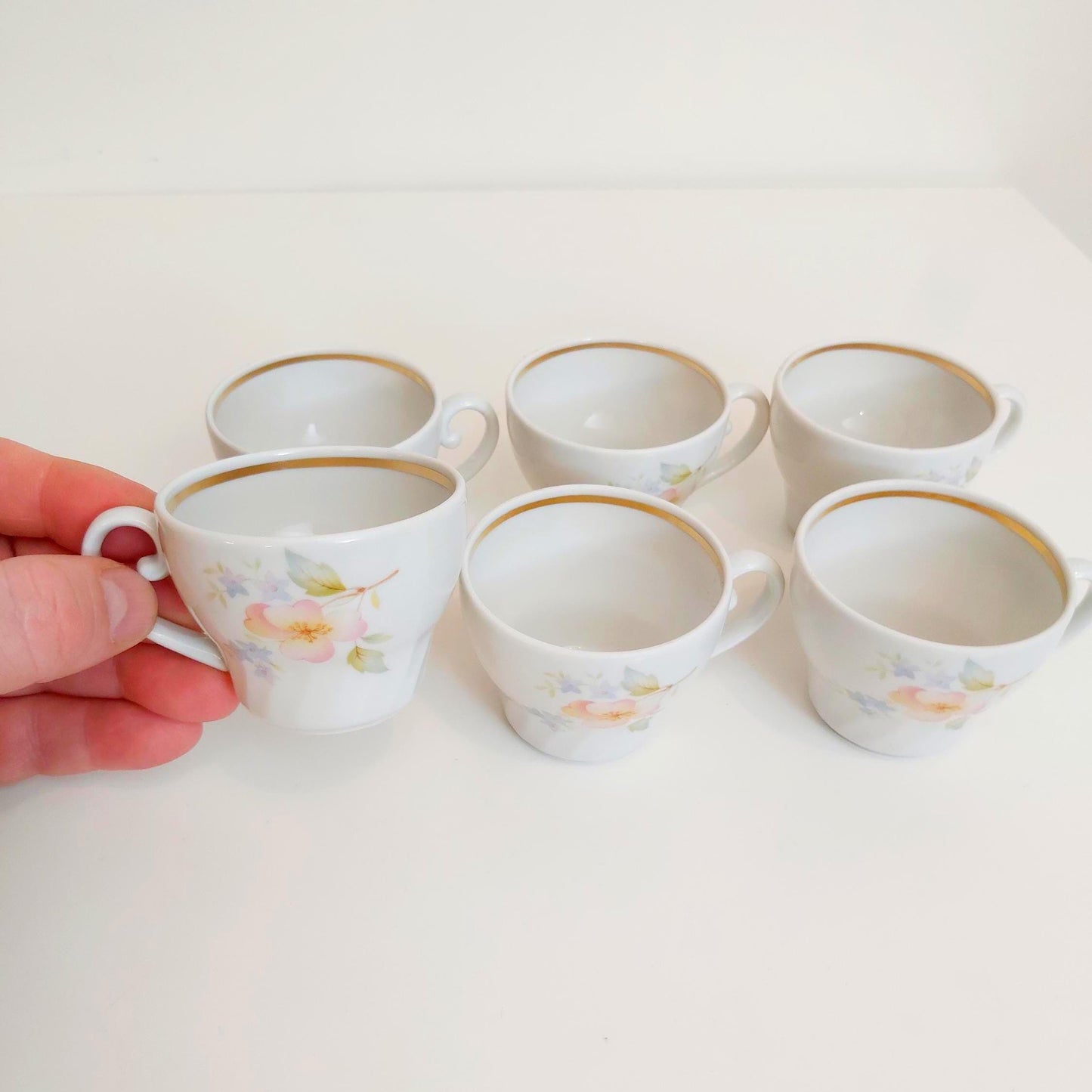 Set of 6 Small Vintage Flower Coffee Espresso Cups, Made in Belarus