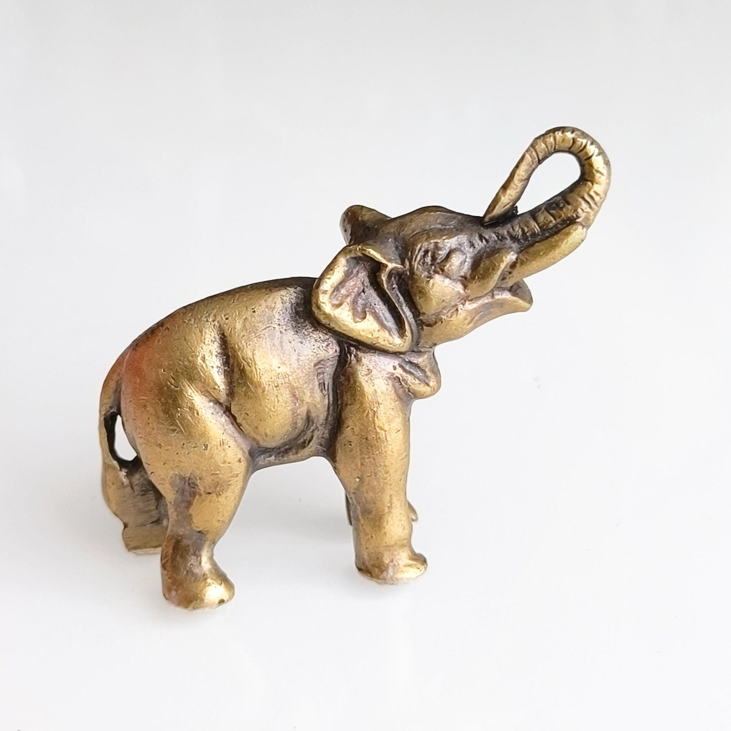 Asian Bronze Elephant Figurine with Raised Trunk, 1980s