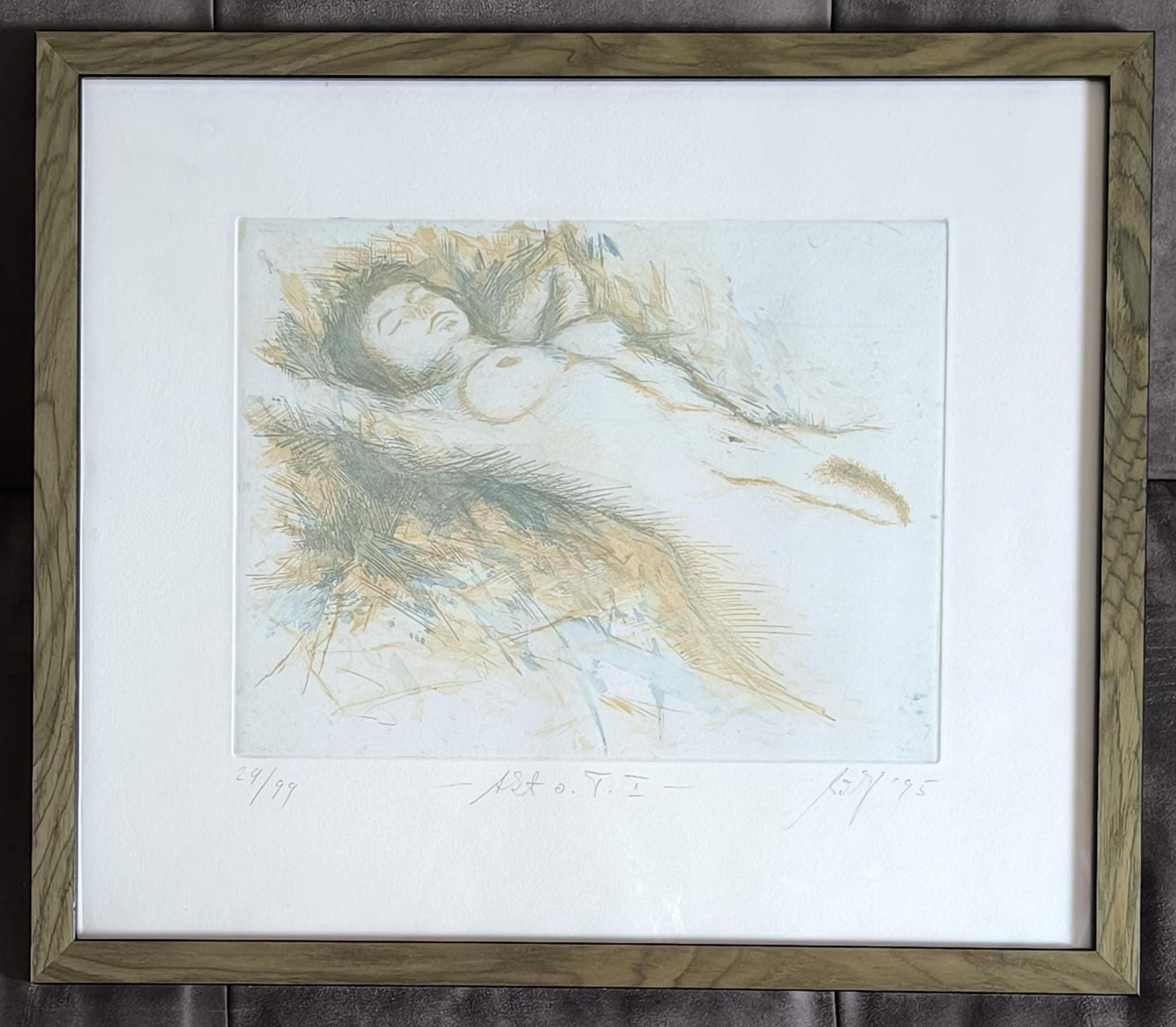 Hannes Möller Signed Nude Lithograph 24/99, Framed 1995