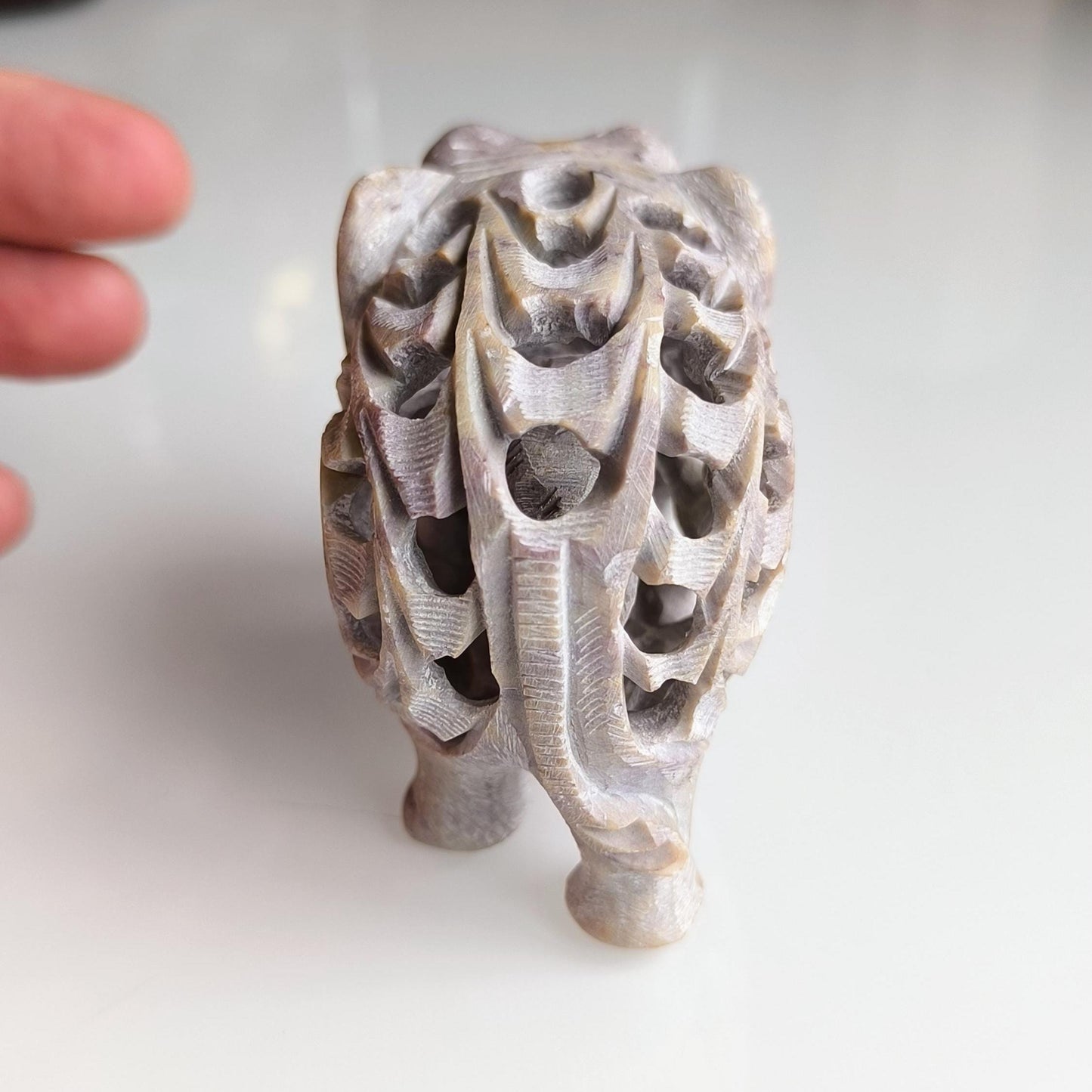 Gray Stone Elephant Statue With a Baby Elephant Inside, Handmade 1980s