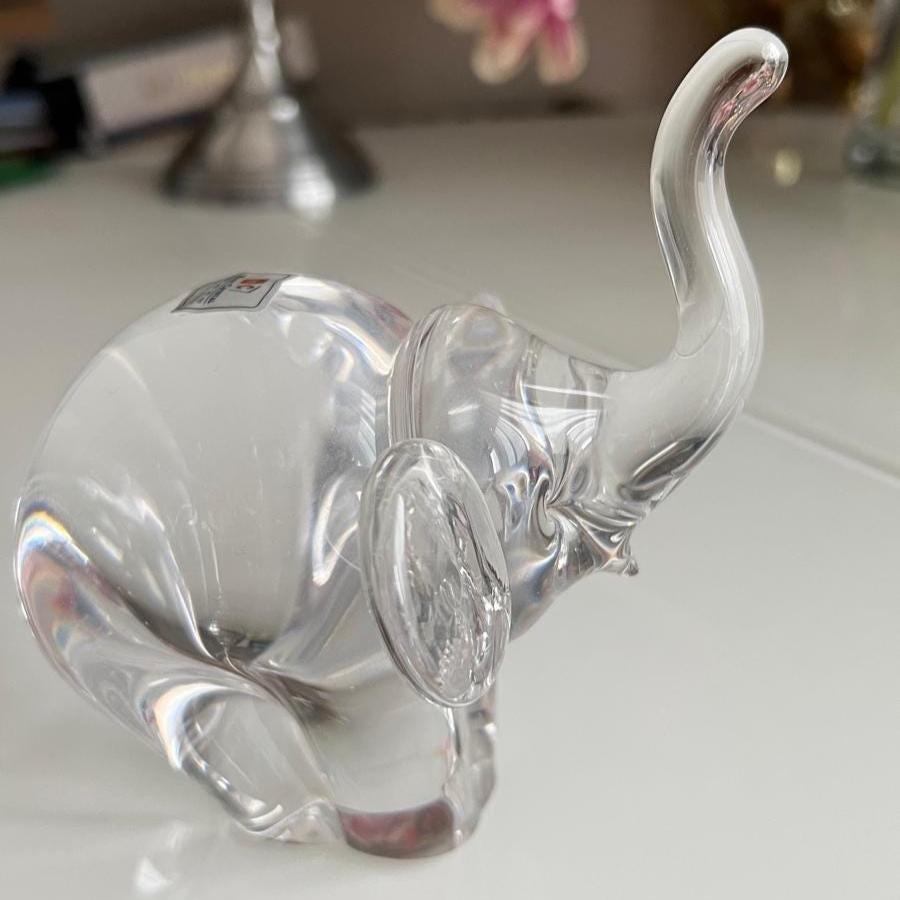 Clear Glass Elephant Manu Crystal Korea 1980