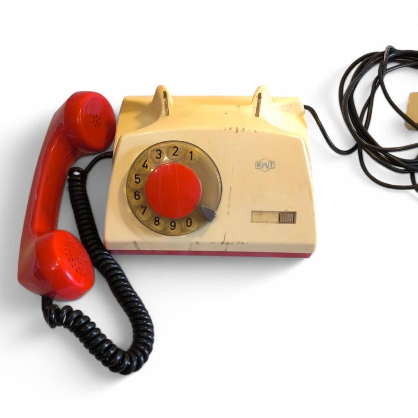 Red & Yellow Fixed-Line Analog Rotary Phone – Telkom RWT Aster 72 (1980)