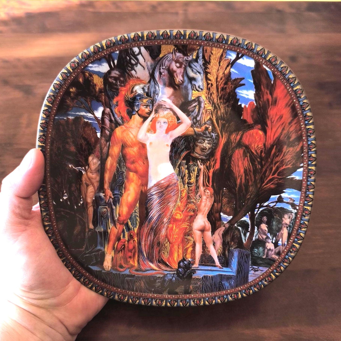 Original Ernst Fuchs Plate "Aphrodite and Perseus", Lilien Porzellan Austria 1994