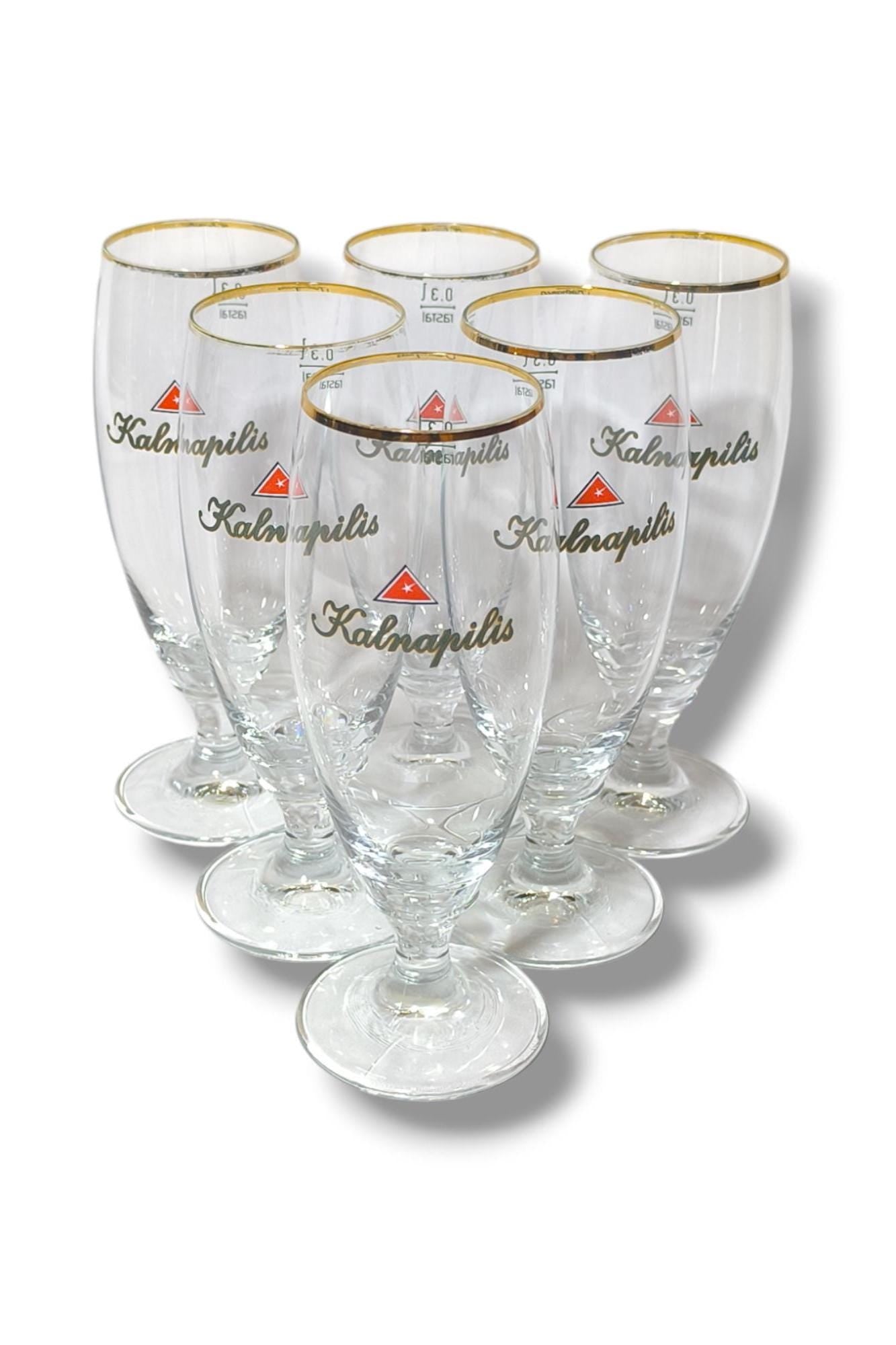 Kalnapilis Beer Glasses Set of 6 Tall 0.3L, Original Lithuania