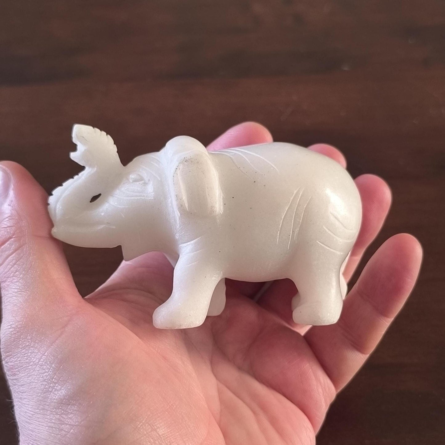 White Marble Stone Elephants Sculpture Handmade from 1960s