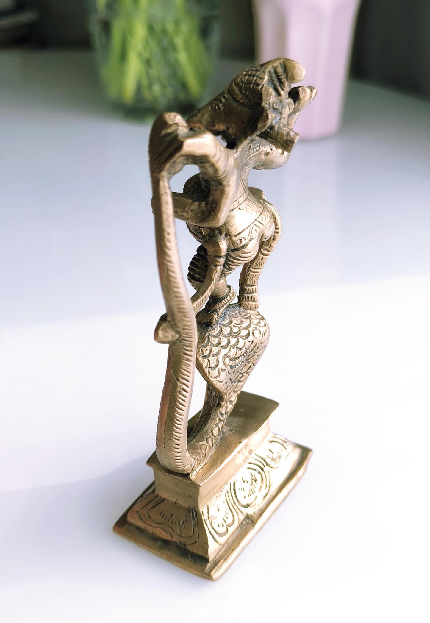 Bronze Dancing Ganesha with Snake, Hindu Elephant God Statue, 1980s