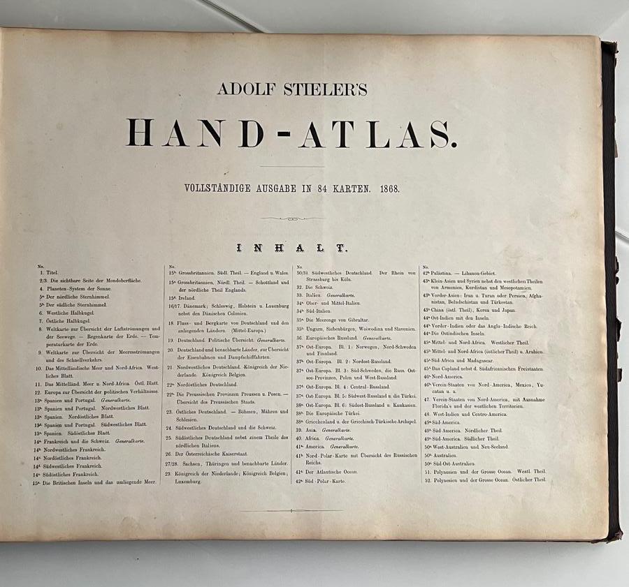 Stieler's Hand Atlas, 1868 Eighth Edition, Full, Copper Engraved Maps