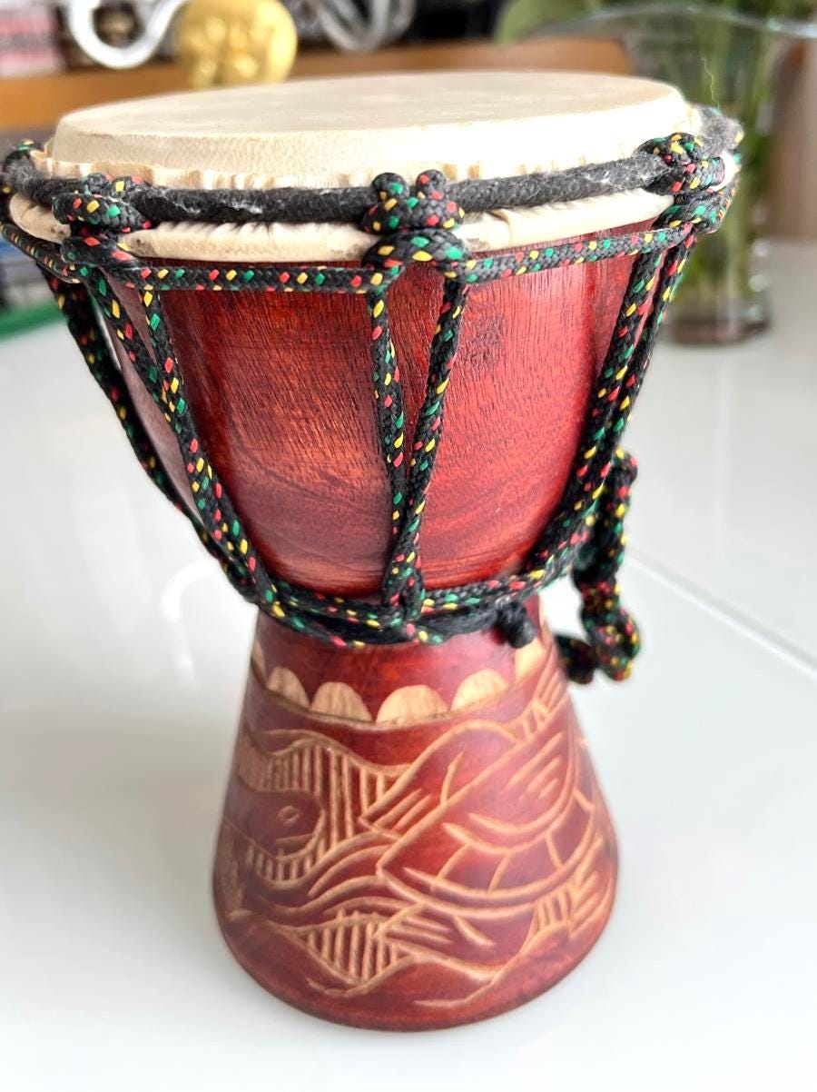Small Wooden Djembe Drum Rope Tuned 1990s