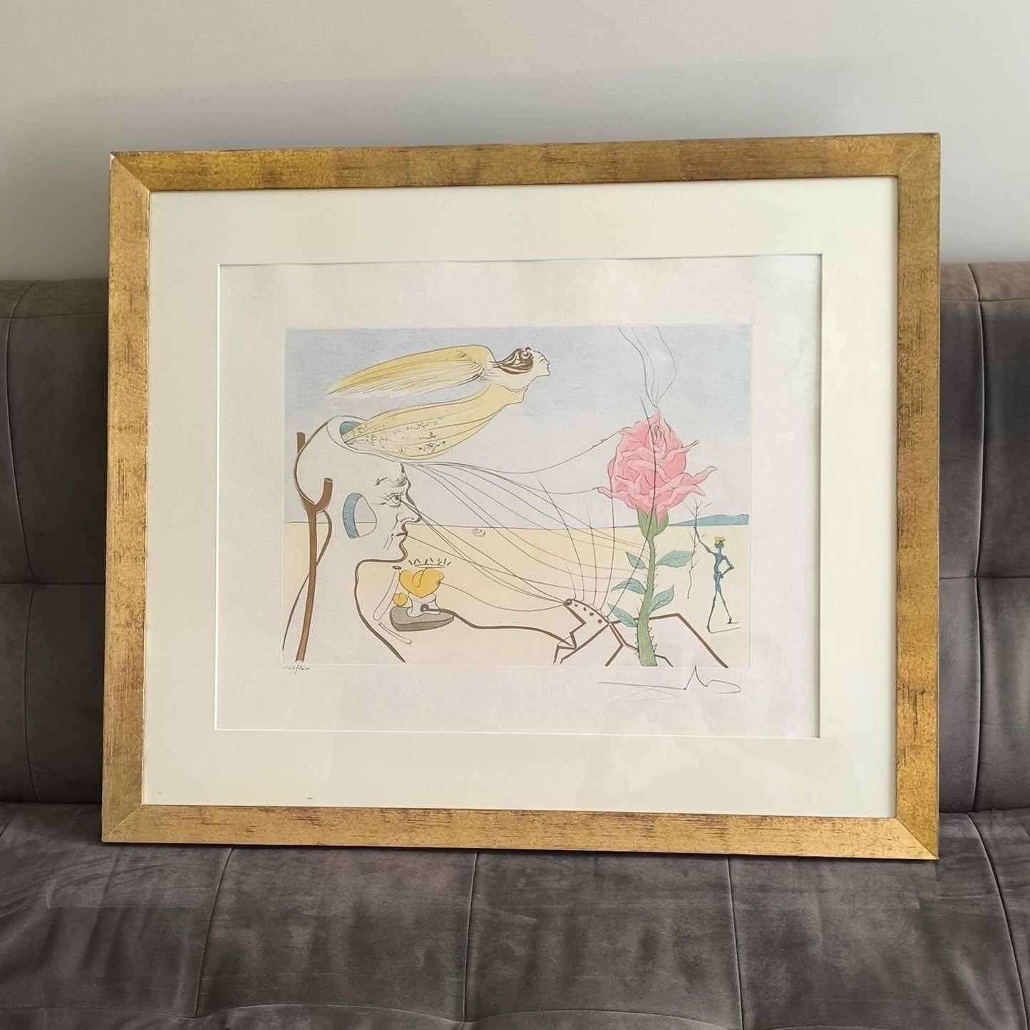 Salvador Dalí Signed Drypoint "Rose (Dream)", Limited Edition, Framed 1976