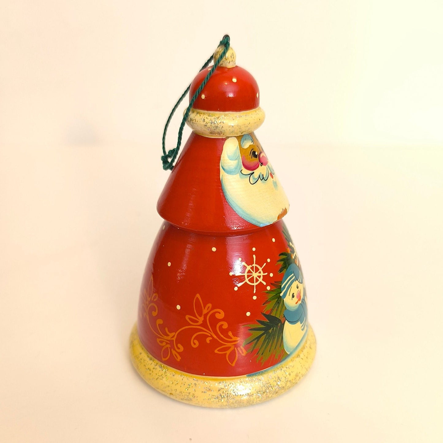 Handmade Christmas Tree Decoration, Antique Wooden Toy Santa Claus