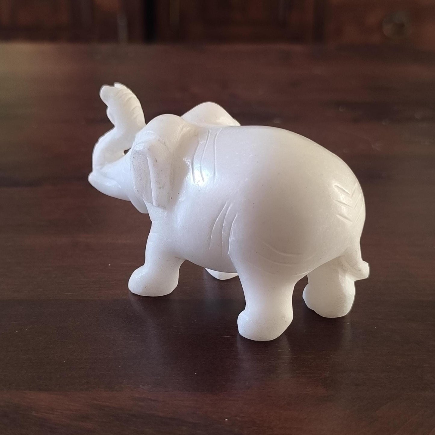 White Marble Stone Elephants Sculpture Handmade from 1960s