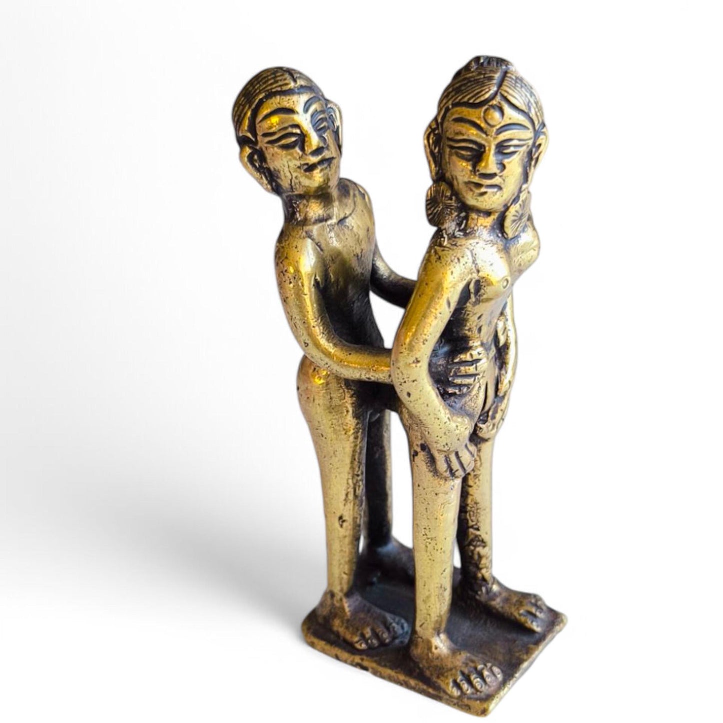 Vintage Bronze Erotic Kamasutra Couple Statue, Small Amulet, 1980s