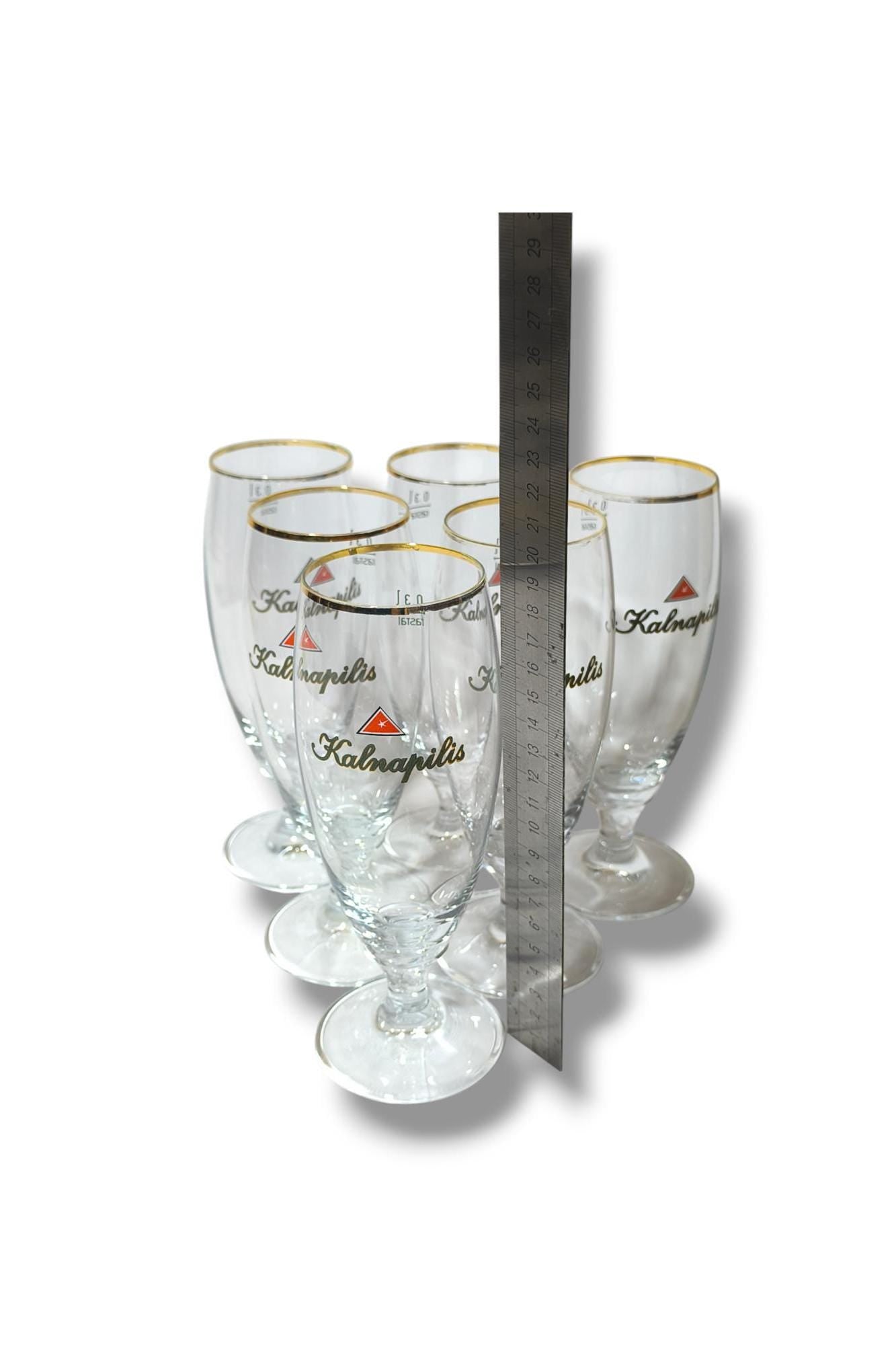 Kalnapilis Beer Glasses Set of 6 Tall 0.3L, Original Lithuania