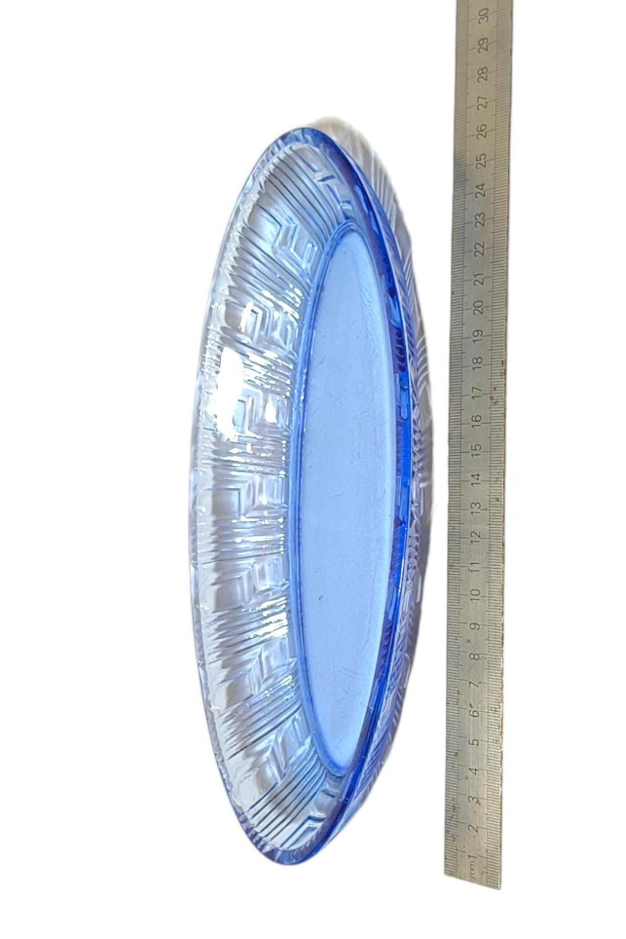 Light Blue Glass Serving Dish, 1970s, Salad Bowl or Herring Platter