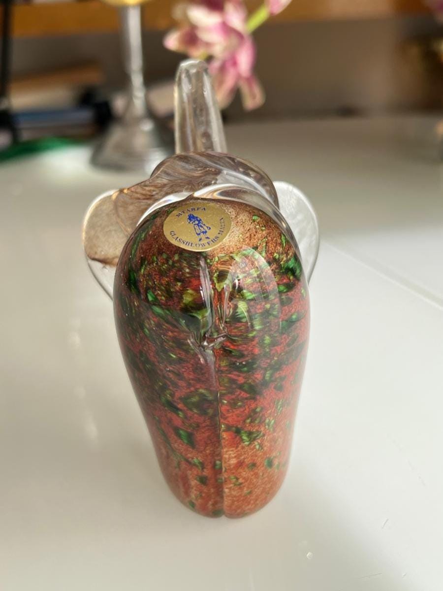 Glass Elephant MTARFA Malta Color Sculpture 1980