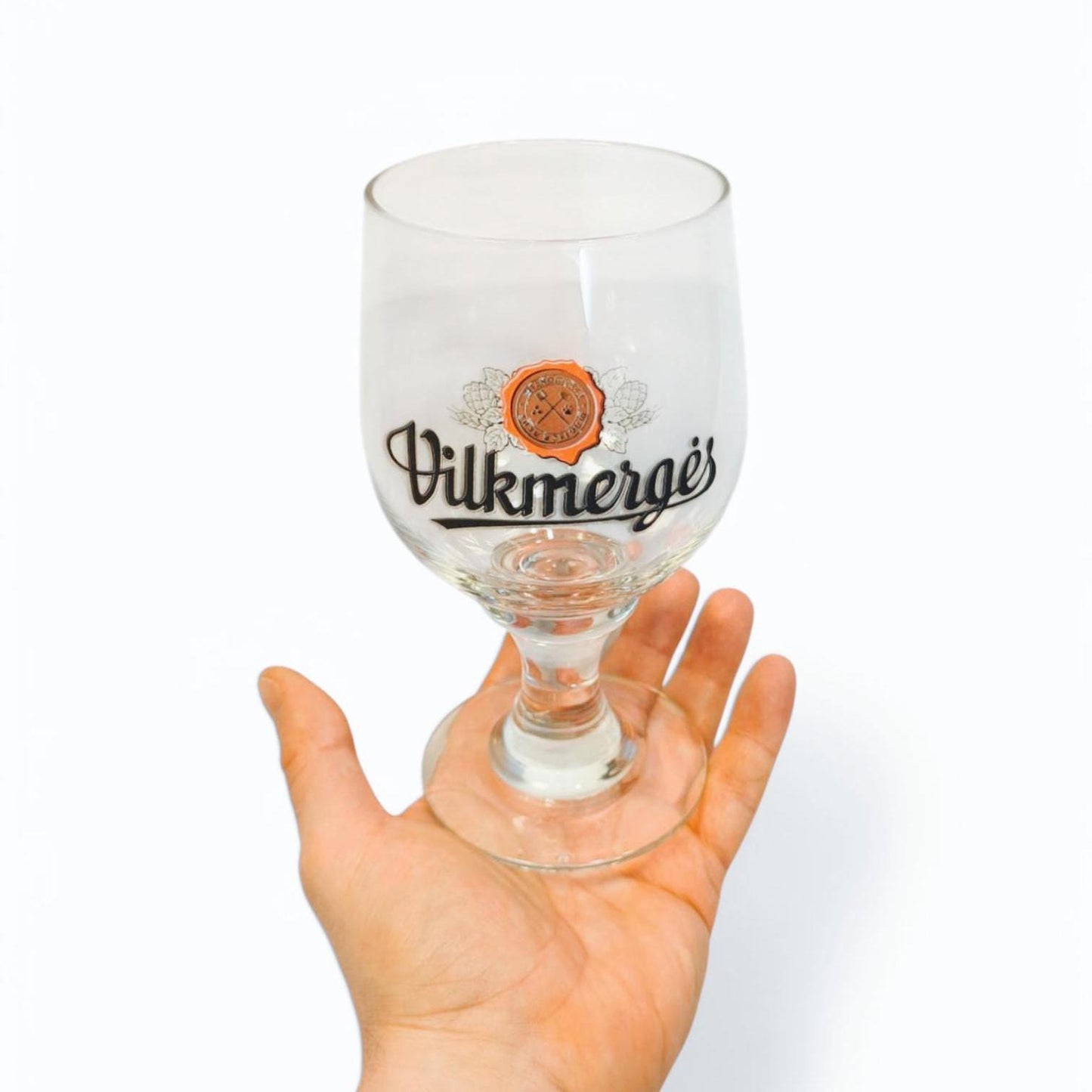 Set of 6 Tall 0.5 L Vilkmerges Beer Glasses, Original Lithuania