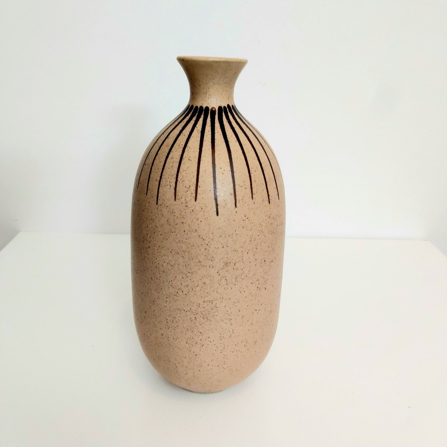 Scandinavian Ceramic Vase: Hazel Striped Pottery