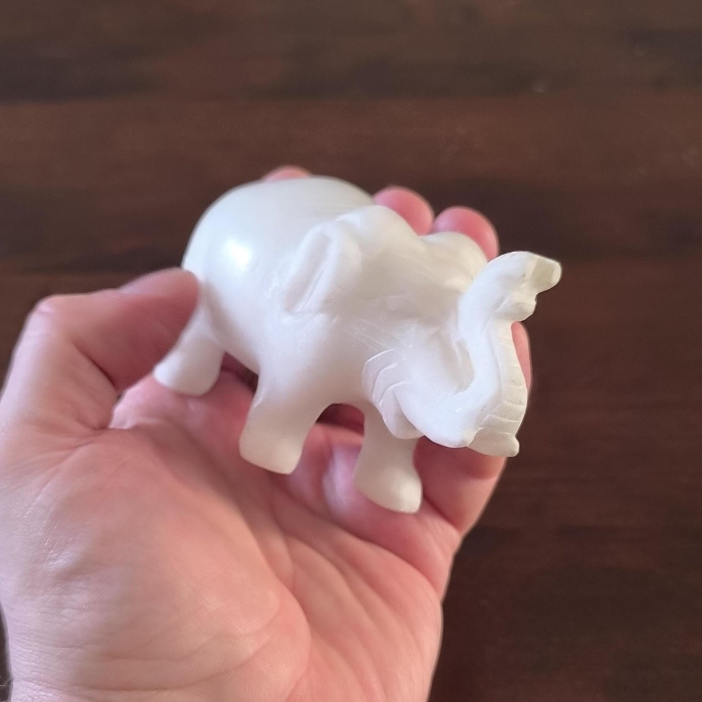 White Marble Stone Elephants Sculpture Handmade from 1960s