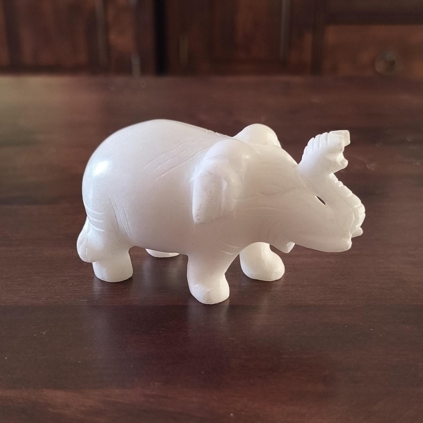 White Marble Stone Elephants Sculpture Handmade from 1960s