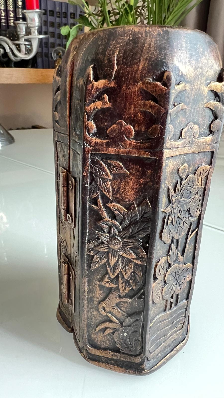 Wood Triptych Altar with Buddha Figures 1970s