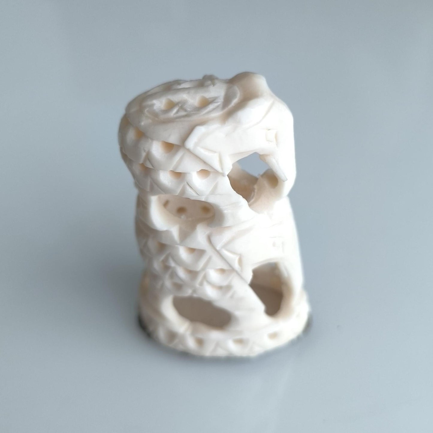 Two Stacked White Elephants Resin Sculpture, Handmade 1980