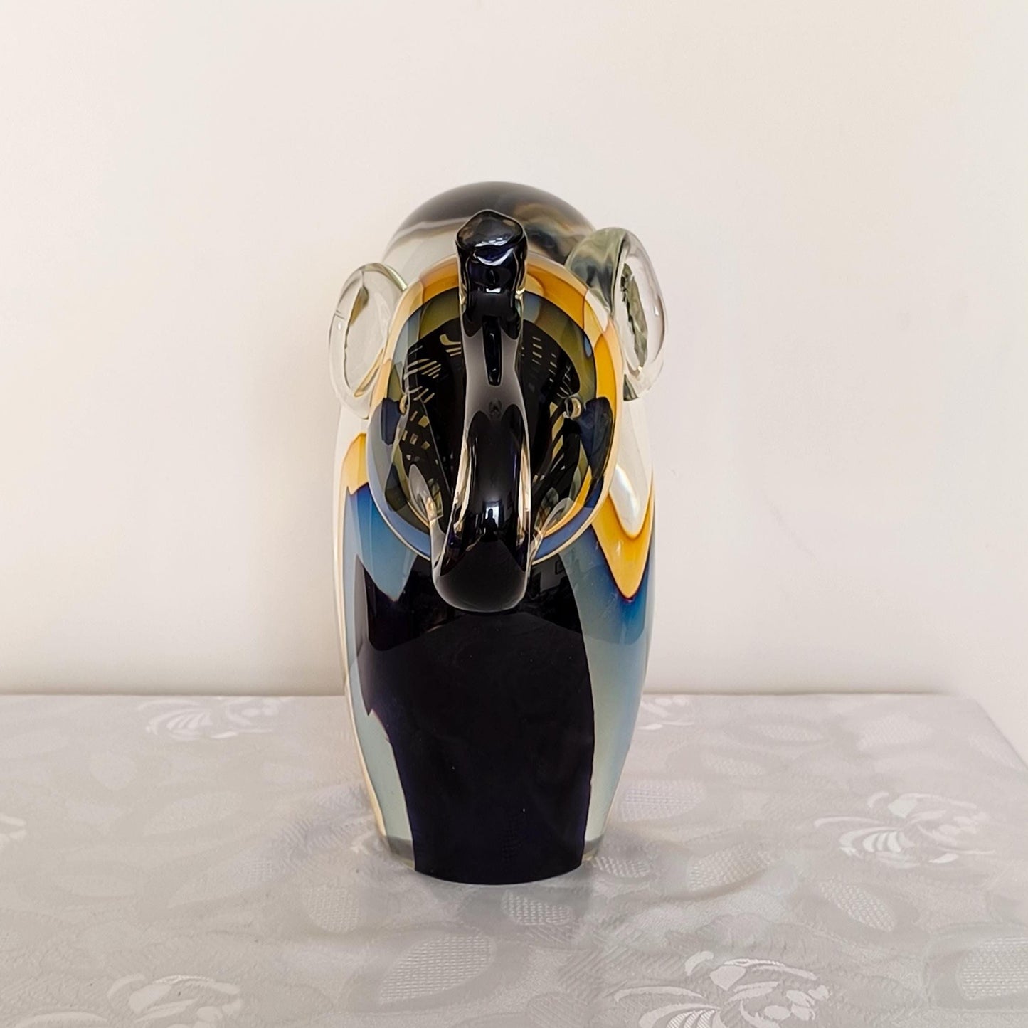 Murano Glass Elephant Sculpture, Stefano Toso Signed 1960s Italy