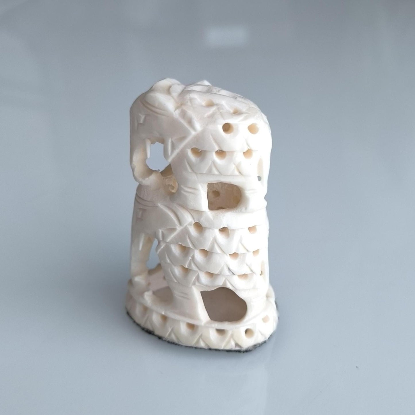 Two Stacked White Elephants Resin Sculpture, Handmade 1980