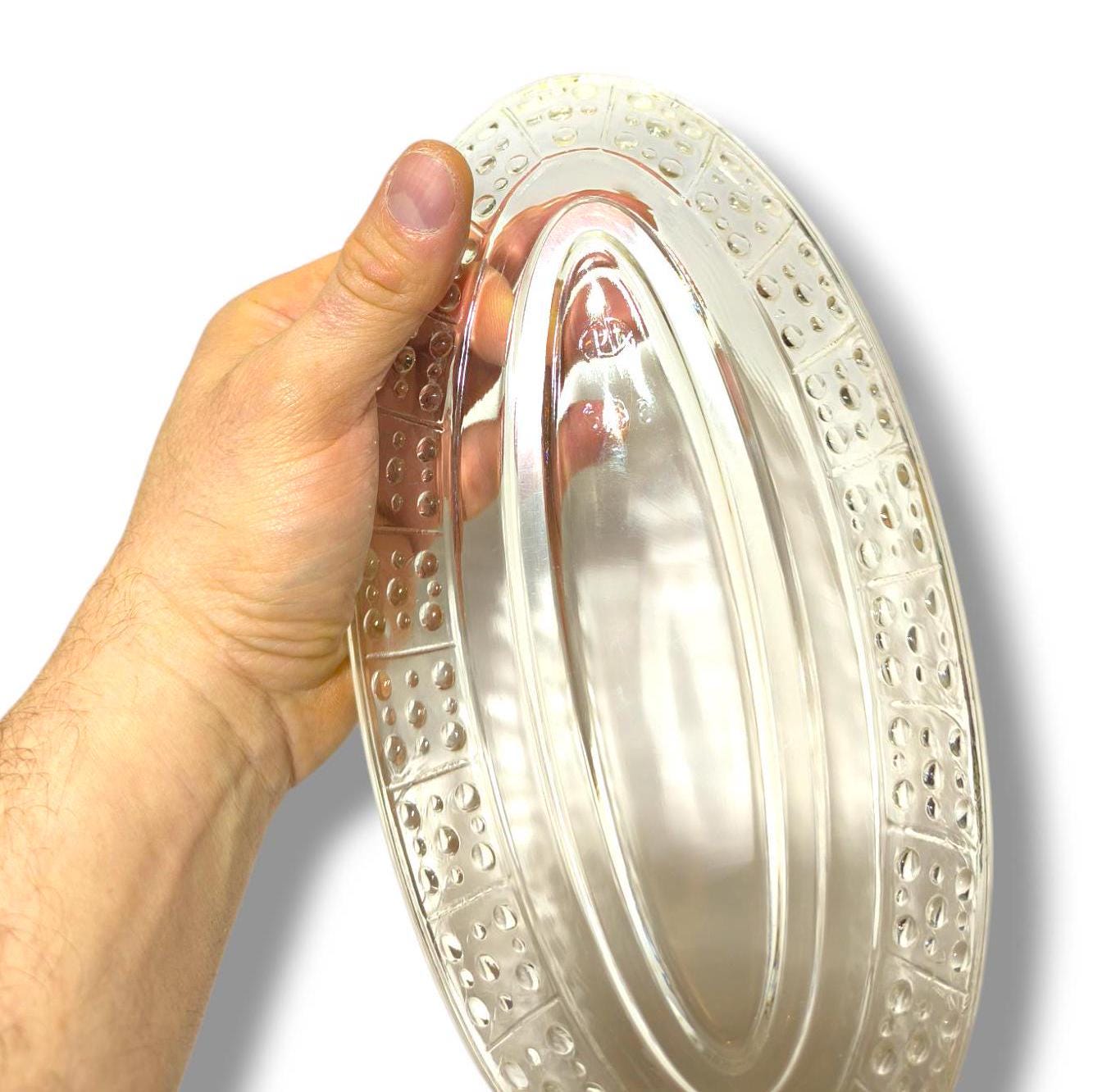 Clear Crystal Glass Serving Dish, 1970s, Salad Bowl or Herring Platter