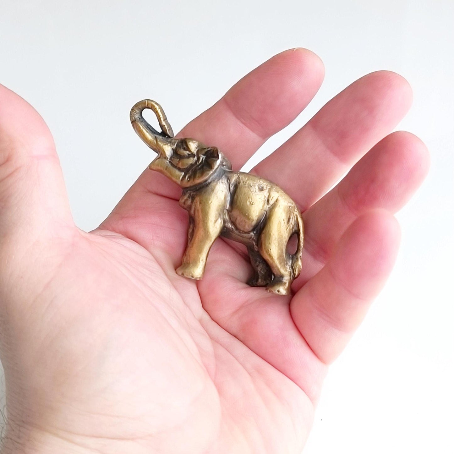 Asian Bronze Elephant Figurine with Raised Trunk, 1980s