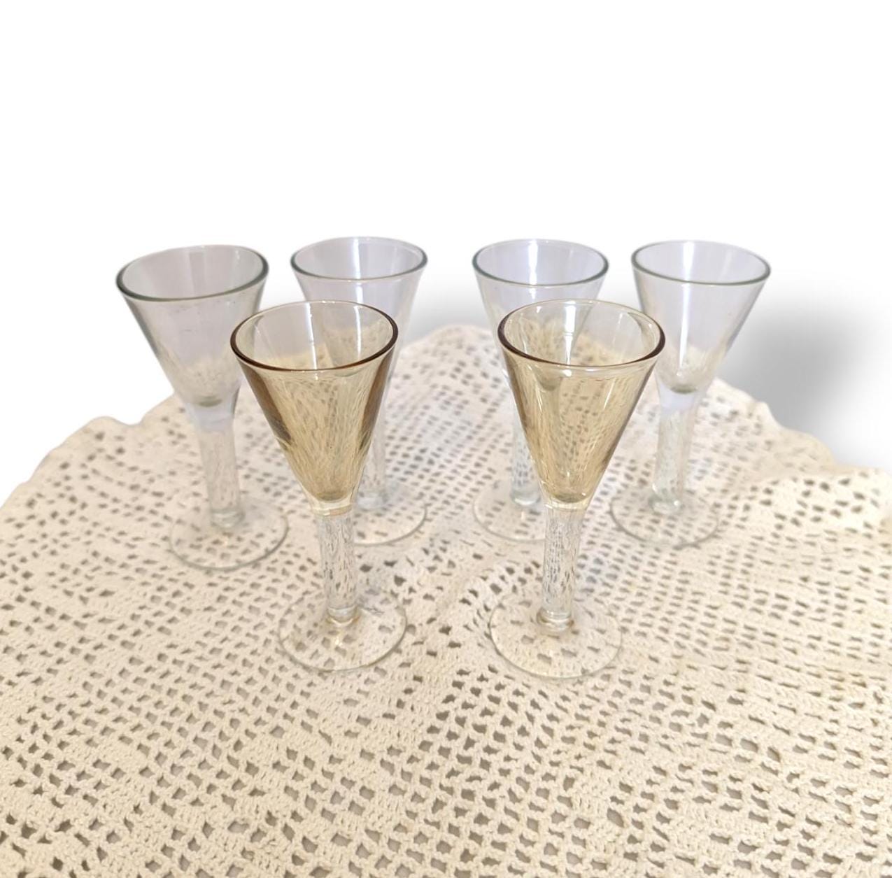 Set of 6 Rare Two-Tone Shot Glasses, 1970s Lithuania, Collectible Cups