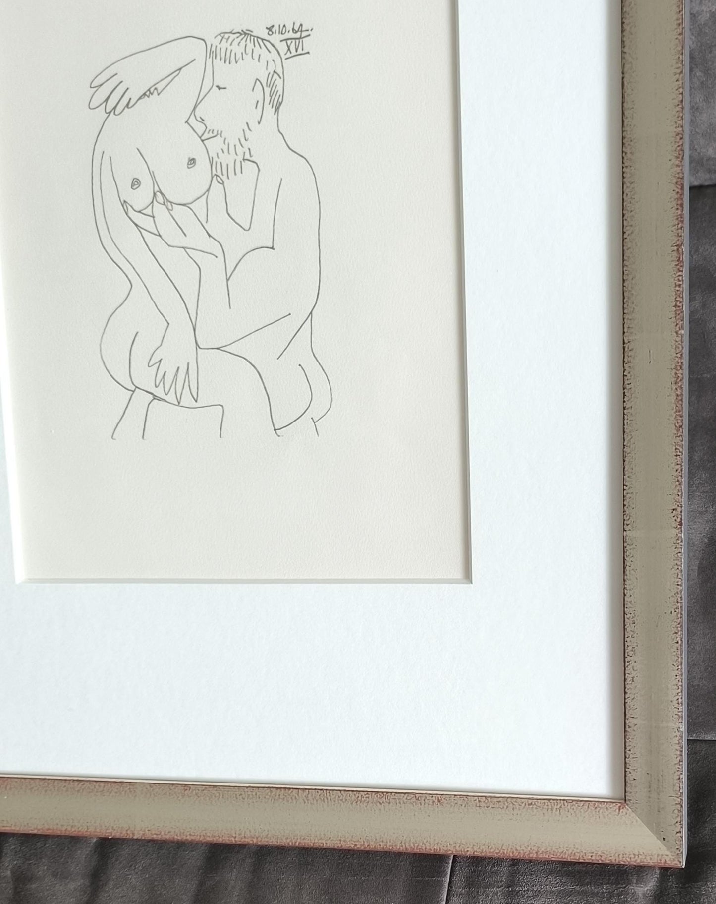 Pablo Picasso Lithograph 2 No.198/666, "Le Gout du Bonheur", Arches Paper 1964, Framed